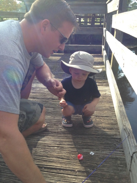 Showing Blake the fish